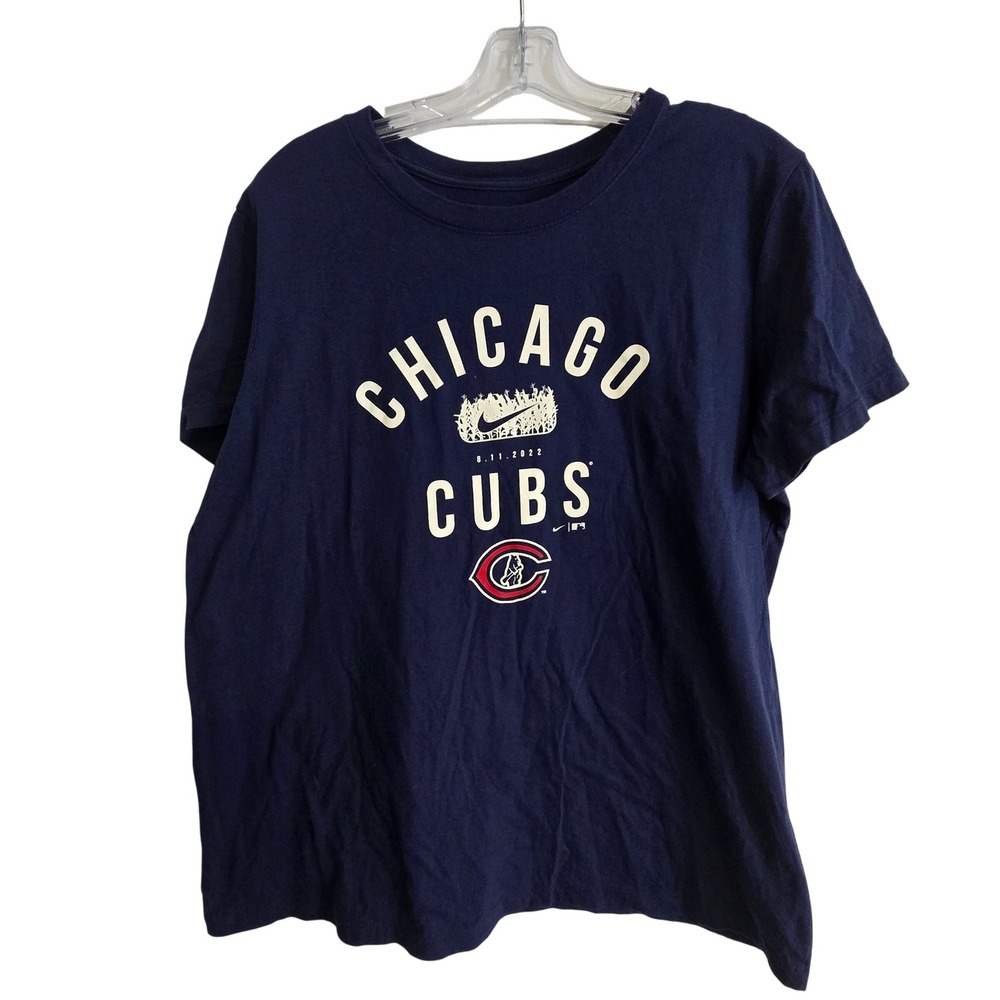 Nike Chicago Cubs Women's T Shirt Navy MLB Baseball Tee Standard Fit Size XL